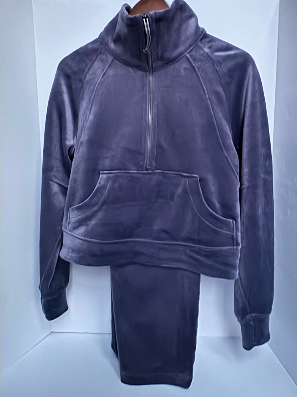 Lululemon Velvet Scuba Funnel Neck 1/2 Zip & Straight Leg Pant Set Nightfall NWT